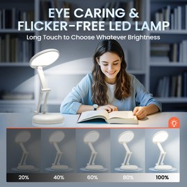 One Fire Cordless Desk Lamp for College Dorm Room,Dimmable Battery Powered Lights,3600mAh Rechargeable Wireless Table Lamp,Small Mini Lamp&Portable Classroom Light for Dorm,Bed,Reading,Home,Nail,Craft