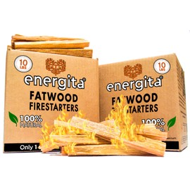 Energita Fatwood Fire Starter Sticks, Premium 20 lbs Eco-Friendly Fast Fire Starting for Campfires, Fireplace, Grilling, BBQ, Wood Stove & More, Camping Essential Equipment, Waterproof Fire Starting
