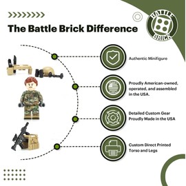 Battle Brick Season 1 Collectible Female Army Combat Soldier | Genuine Military Minifig | Printed Camo | 1.6 Inches Tall | Packaged in The USA | Great Gift