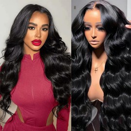 Body Wave Lace Front Wigs Human Hair 13x4 Lace Frontal Human Hair Body Wave Curly Wig Pre Plucked 180% Density for Black Women with Natural Hairline 22 Inch