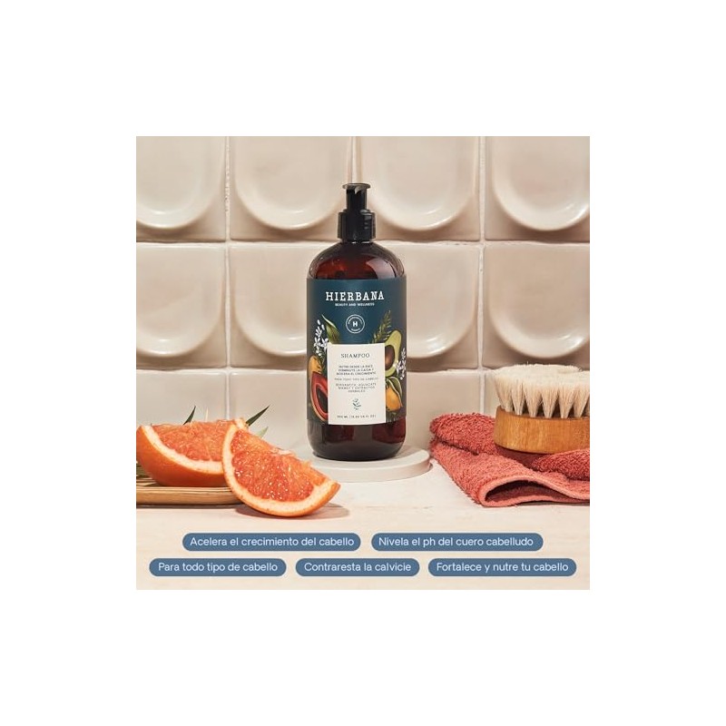 Hierbana Pack Anticaída Shampoo Extractos Naturales 500 Tratamiento Fortalecer Estimular