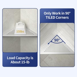 Bernkot Corner Shower Shelf 2 Pack, 304 Stainless Steel Grout in Shelves for Bathroom, 10'' Recessed Shelf Rack for Tiled Wall, No Drilling Needed (10'', Silver)