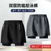 a638 Plus Size Loose Fit Cross Border Hot Sports Double Layer Swim Trunks Flat Dk169 Blue+S 10ea