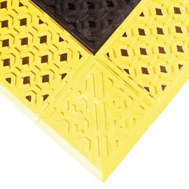 NoTrax PVC Vinyl 520 Cushion-Lok Anti-Fatigue Drainage Mat, for Wet Areas, 30" Width x 60" Length x 7/8" Thickness, Black/Yellow