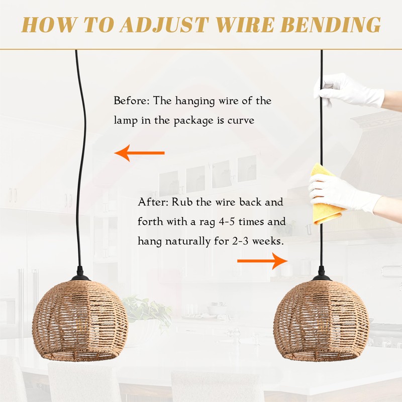 3-Light Mini Hemp Rope Woven Pendant Light Kitchen Island,3 Dome