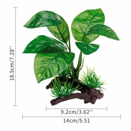Moonorange Reptile Artificial Plants, Terrarium Plants Decorations Supplies, Aquarium Fish Tank Plant, Amphibian Habitat Hideout Tank Accessories (M Set-2pcs/F)