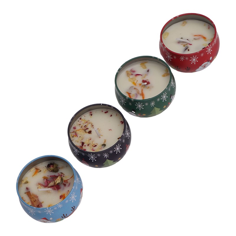 4Pcs Christmas Scented Candles Gifts Set Soy Wax Plant Oil