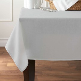 Pomp Silver 90" x 132" Premium Polyester Tablecloth | Wrinkle + Stain Resistant Easy Care Fabric | Fits 6FT Rectangle Table