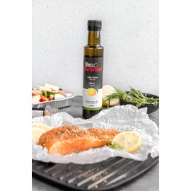 Huile d'olive vierge Extra au Citron, Bouteille en verre foncé de 250ml, Olives et gourmandises