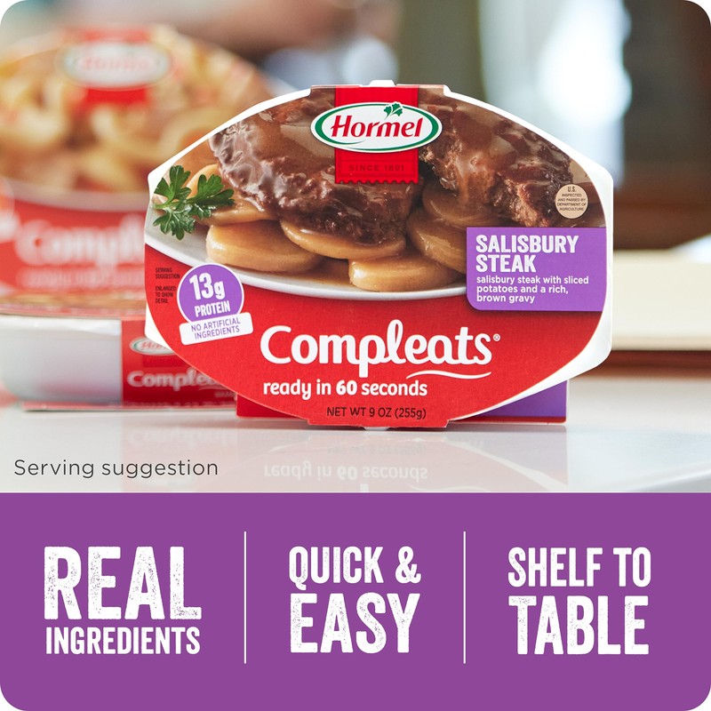 HORMEL COMPLEATS Salisbury Steak Microwave Tray, 9 oz. (6 Pack)