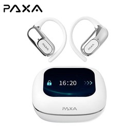 PAXA OpenAir Ultra  Full-Color Touch Display Bluetooth Earbuds Dynamic Stereo Sound Earbuds with ENC Call Noise Canceling Mic - Color: white