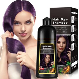 Natural Purple Hair Colour Shampoo 500 ml, 3-in-1 Hair Dye Shampoo, Brown Hair Care & Dyeing for Men Women Colours in 10-15 Minutes (Purple)