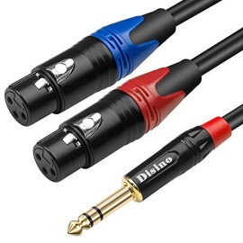 Disino Dual Female XLR to 1/4 Inch(6.35Mm) TRS Stereo Male Plug Y-Splitter Cable