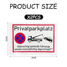 Pack of 2 Parking Signs, No Entry Signs, Warning Signs, No Parking Signs, Private Parking Signs, Aluminum Security No Parking Signs, No Parking Signs