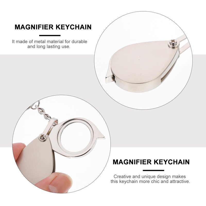 Magnifying Keychain Portable Foldable 15X Metal Magnifier Keychain for Reading