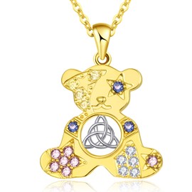 TANGPOET Bear Necklace 14K Gold Plated Bear Necklaces for Women Girls Teddy Bear Necklace Polar Bear Pendant Necklace Bear Jewelry Gifts