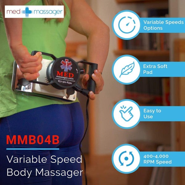 MedMassager Therapeutic Body Massager (MMB04B) with Variable Speed Muscle Relief - Deep Tissue Massage Therapy, Handheld, Portable