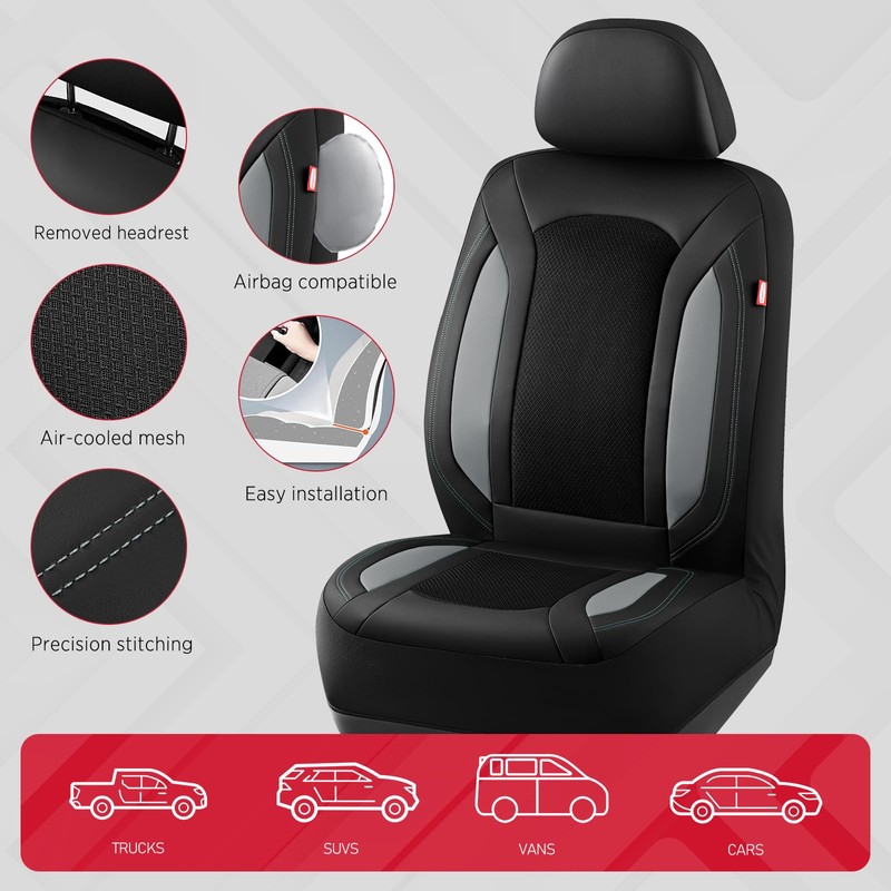 Rubbermaid Leather Mesh Car Seat Covers, Breathable Air Mesh Front