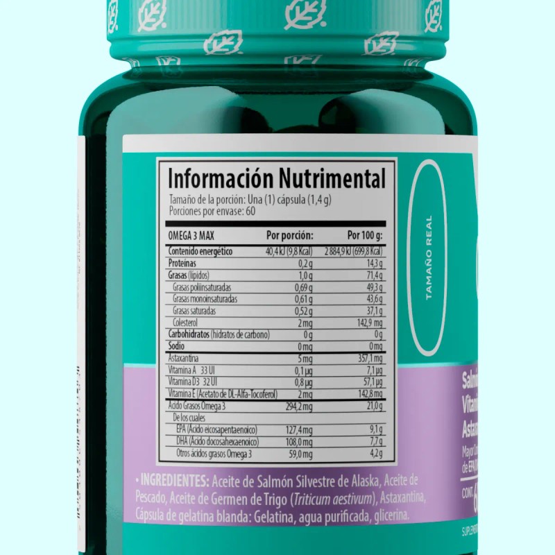 Solanum Línea Turquesa Omega 3 Max +vitaminas A,d,e- 60 Caps