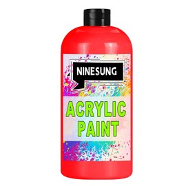 ninesung Red Acrylic Paint - 7 fl oz (200ml) - Vibrant Colors, Artist Paint for Canvas, Wood, Fabric & More Various Painting Surfaces - Perfect for Beginners & Professional Artists (Red, 7 Fl Oz)