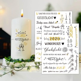 Giftota 2 Stück Rub On Sticker, 2025 DIY Kerzen Aufkleber, Rub On Folie für Möbel Glas Holz Keramik