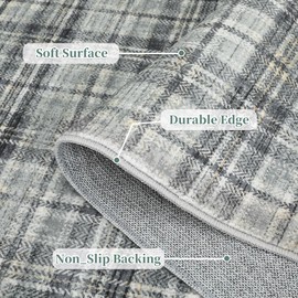Zacoo Washable 9x12 Rug Modern Plaid Soft Grey 9'x12' for Living Room, Bedroom, Dining Room, Nursery