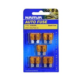 Narva 5 Amp Standard ATS Blade Fuse, Tan, 19 x 19 mm (Blister Pack of 5)