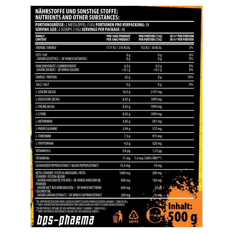 BPS Pharma 4YourGainz Bro EAA Keto-Blend Amino Acid Amino BCAA