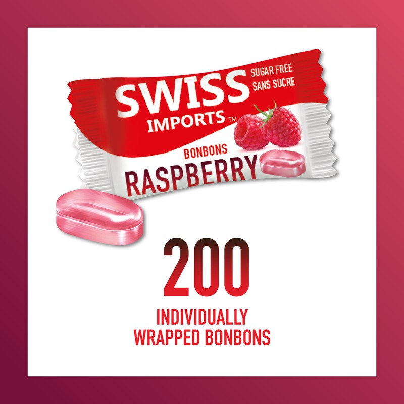 Swiss Imports Sugar Free Bonbons Hard Candy Drops, Raspberry, 17.6