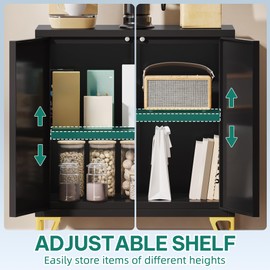 YITAHOME 28" Sideboard Buffet, Modern Buffet Storage Cabinet with Adjustable Shelf, Metal Accent Console Credenza for Living Room, Kitchen, Dining Room, Black