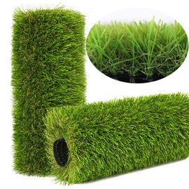 NINXANG Artificial Grass Rug Outdoor Indoor 6FTX12FT Fake Grass Carpet Green Synthetic Grass Pet Turf Realistic Faux Grass Rug with Drain Holes for Garden Lawn Landscape Balcony Home Decor Patio