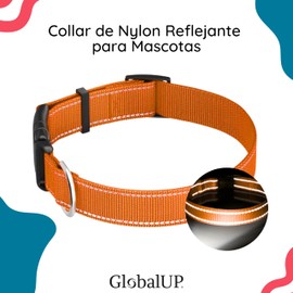GlobalUP Collar reflejante para Perro diseño cómodo, Resistente. Collar para Perro y Gato Chico, Mediano, Grande y Extra Grande. Reflective Collar. Modelo Neo (Naranja, Extra Grande)