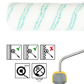 com-four® Paint Roller Set Consisting of 1 x Hanger and 2 x Paint Rollers - Medium Pile 25 cm Paint Roller, 30 cm Shackle, Replacement Roller - Professional Painting Accessories for DIY Enthusiasts