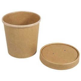 Rayher Organic Cardboard Cups with Lid, 300 ml, 7.5 x 9 cm, Pack of 4, Food-Safe, Compostable, Coffee Cups, Disposable Cups, Cardboard, 68068000, Brown