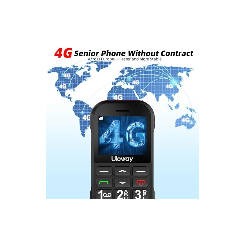 Usteetic 4G Unlocked Senior Mobile Phones, Charging Station, Black