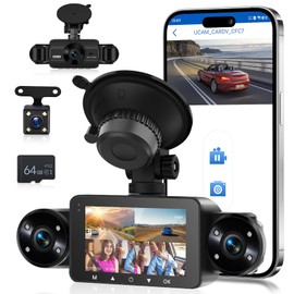 Hodozzy 1080p 4 Channel Car Dashcam, 360° Dash Camera Front and Rear Left Right for Car with Loop Recording, Night Vision, G-sensor, 24H Parking Mode, Exposure Compensation + 64G TF Card and Camera