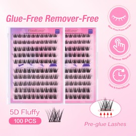 Reusable Adhesive Eyelashes Natural Look Self Adhesive False Eyelashes Lash Clusters No Glue Needed Fake Press on Clusters Eyelash Extension Waterproof Glue-free Realistic Eyelashes Pre Bond Lashes