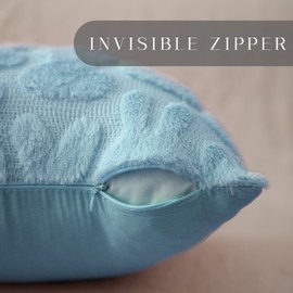 DFXSZ Easter Pillow Covers 20x20 inch Set of 2 Easter Decoration Blue Rabbit Soft Plush Faux Fur Jacquard Throw Pillows for Bedroom Sofa Holiday Festivals Home Decor FHJ-010D20