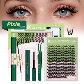 Kit De Extensiones De Pestañas Pixie Raíces Invisibles 10-16 Espesor 0.07 mm Largo 1.6 cm Tipo de curvatura D