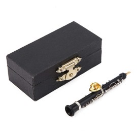 Oboe Shape Mini Pin Brooch Shape Design Musical Instrument Miniature Fashion Brooch with Velvet Lined Instrument Case Creative Musical Instruments Craft Clothing Decoration Gift for Friend Family