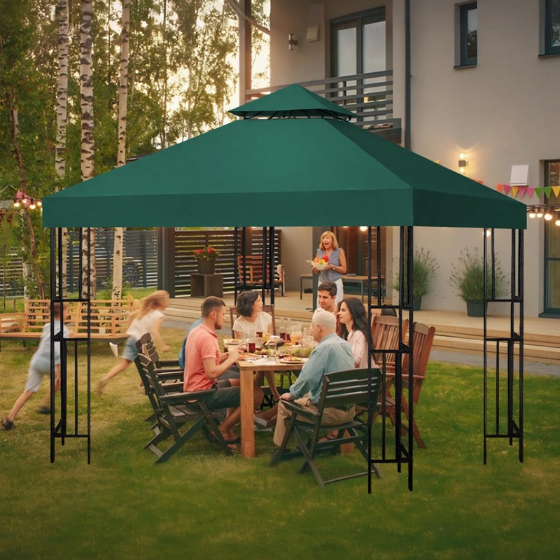 10x10 Canopy Replacement top Double Tiered Polyester Replacement Canopy for