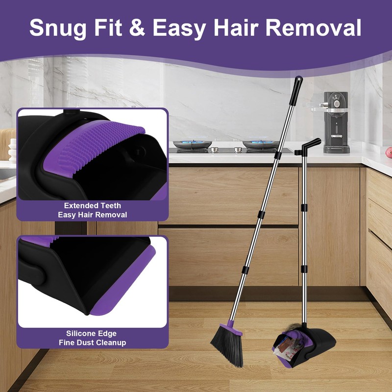 Broom with Dustpan Combo Set and Silicone Air Broom Kit,