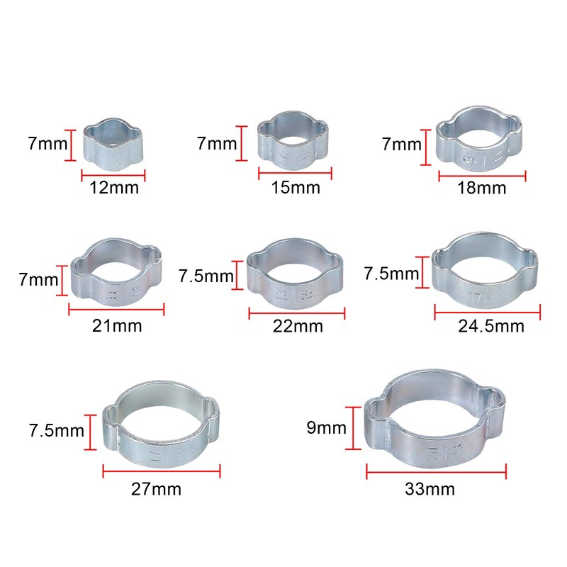 Proster 140pcs Double Ear Hose Clamp Assortment - Wide Adjustable