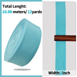 2 Inch Blue Heavy Duty Polypropylene Webbing Strap 12 Yards - Durable Indoor Strapping for Backpacks, Bags, DIY Crafts, Furniture Tie Downs & Replacement Straps