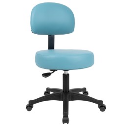 TAKE UR SEAT® Economical Multi-Purpose Medical Spa Chair Stool with Adjustable seat and Back Height. Advanced Fabric seat Cover is Easy to Clean. Self-Braking Casters (Table Height Blue)