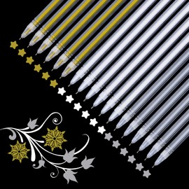 18 Pcs White Gold Silver Gel Pens, 0.5mm Fine Point Liner Tip ink Sketching Pens, Line Drawing Pen Highlighter, Rollerball Pens for Black Paper, Art, Writing, Taking Note (3 Colors)