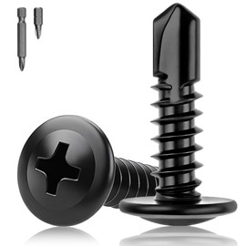 XRXYMQ 80 Pcs Self Tapping Screws M4.2 x 13 mm Self Drilling Screws Black Stainless Steel Tek Screw Metal for Maintenance Furniture with Screwdriver Bit