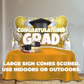 Congratulations Grad Yard Sign Set - Oversized Graduation Yard Decorations, 8-Piece EZ Card Set, 72x36 Inches, Waterproof (Yellow)