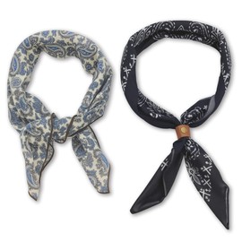 Nearawing Bandanas for Women & Men | 2-Pack Cotton Head Scarves | 22x22 Inch with PU Leather Buckle | Color: N3 (Color: N4)