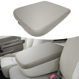 KBH Car Center Console Armrest Replacement Cover for Dodge RAM 2002 2003 2004 2005 2006 2007 2008, Vinyl Leather Arm Rest Upholstery, Split Bench Jump Seat, Taupe Tan (Without Lid)